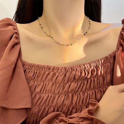 Simple Style Geometric Arylic Alloy Beaded Women's Necklace