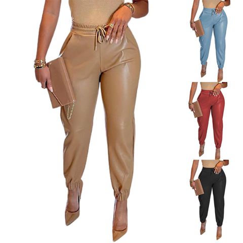 Women's Street Casual Solid Color Full Length Casual Pants