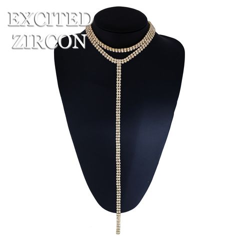 Lady Geometric Rhinestone Chain Inlay Artificial Gemstones Women's Long Necklace