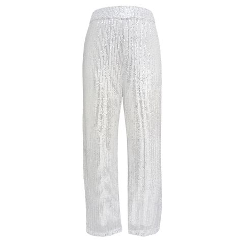 Women's Casual Solid Color Polyester Sequins Pants Sets