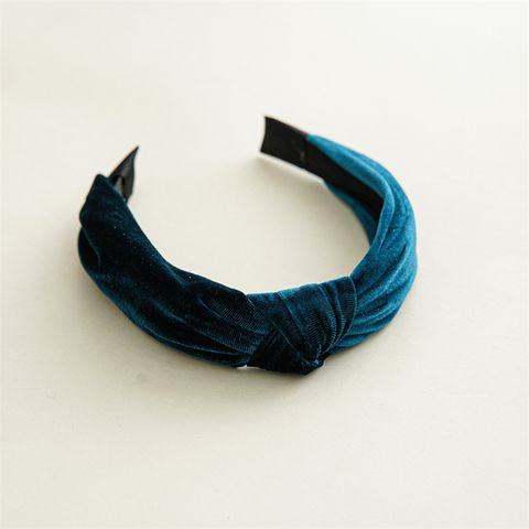 Retro Solid Color Knot Gold Velvet Handmade Hair Band