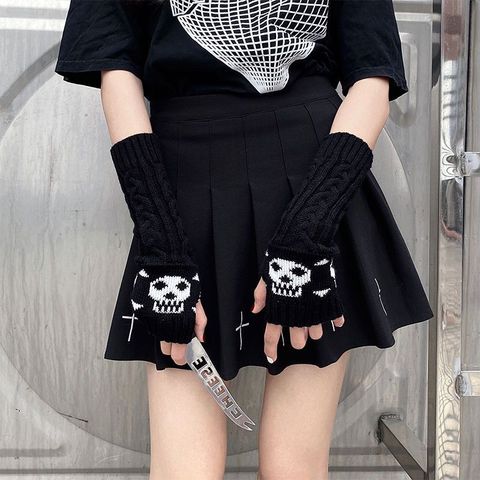 Women's Lolita Skull Polyester Cotton Polyacrylonitrile Fiber Mesh Over The Knee Socks A Pair