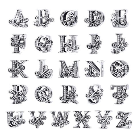 Retro Letter Sterling Silver Inlay Zircon Jewelry Accessories