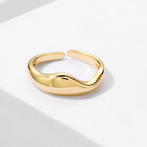 Lady Geometric Copper Plating 14k Gold Plated Open Ring