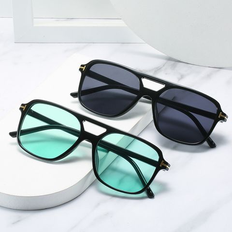 Classic Style Color Block Ac Square Patchwork Full Frame Women's Sunglasses