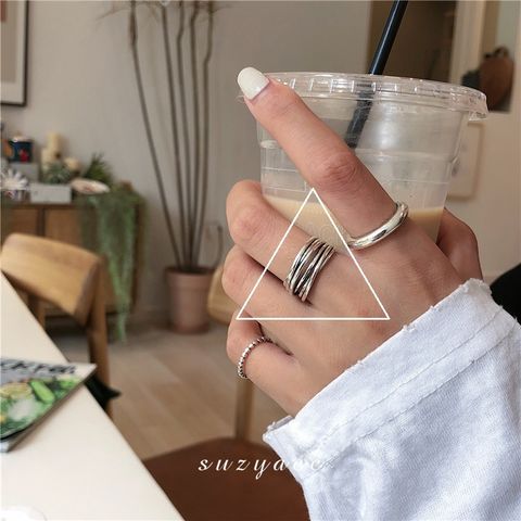 Simple Style Solid Color Thai Silver Wholesale Rings