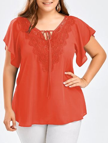 Basic Classic Style Simple Solid Color Spandex Polyester Chiffon Patchwork Lace T-shirt Chiffon Shirt