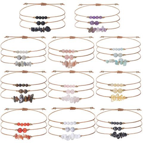Simple Style Round Stone Copper Braid Bracelets