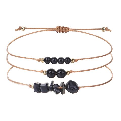 Simple Style Round Stone Copper Braid Bracelets