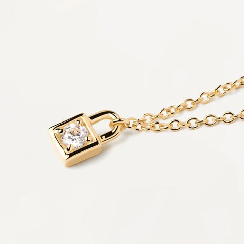 Modern Style Simple Style Lock Sterling Silver Plating Inlay Zircon Pendant Necklace