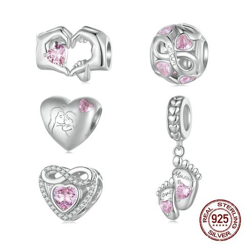 Mama Sweet Letter Hand Heart Shape Sterling Silver Inlay Zircon Mother's Day Jewelry Accessories