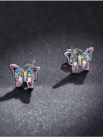 1 Pair Simple Style Insect Sterling Silver Inlay Gem Ear Studs
