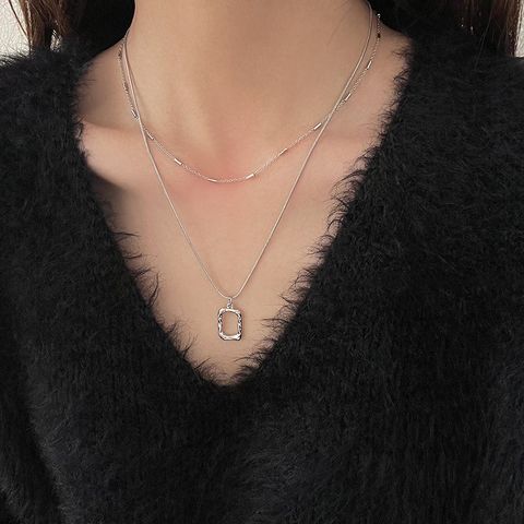 Copper Simple Style Geometric Heart Shape Rectangle Pendant Necklace