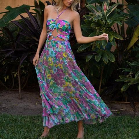 Women's Vacation Sexy Ditsy Floral Printing Hollow Out 2 Piece Set One Piece