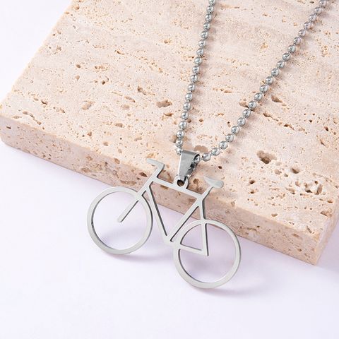304 Stainless Steel Simple Style Sports Bicycle Pendant Necklace