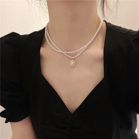 French Style Solid Color Alloy Plating Women's Necklace