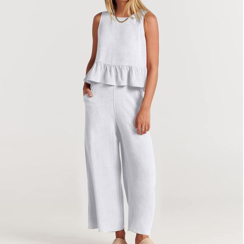 Women's Casual Solid Color Cotton Cotton And Linen Pants Sets