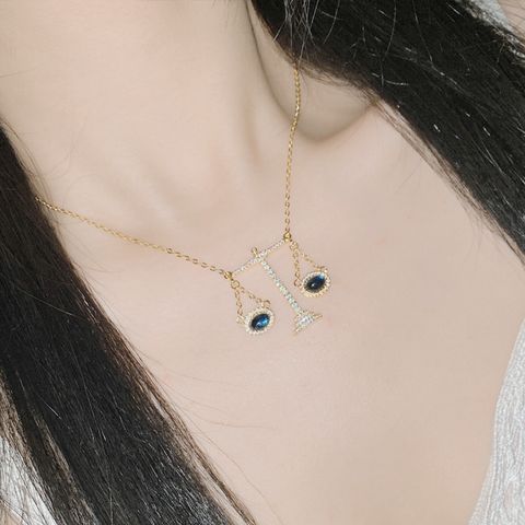 Simple Style Constellation Copper Inlay Opal Pendant Necklace
