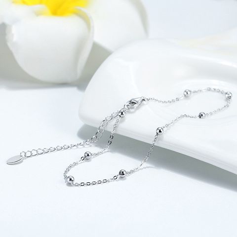 Simple Style Solid Color Sterling Silver Wholesale Anklet