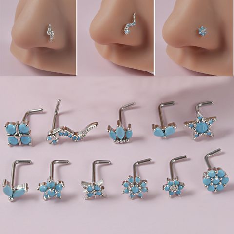 Wholesale Simple Style Flower Stainless Steel Nose Studs