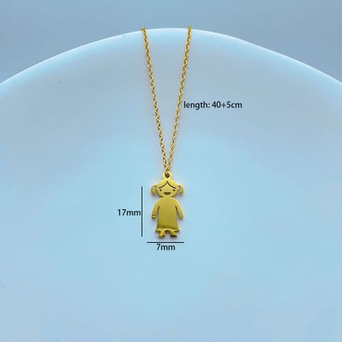 Wholesale Lady Cartoon Character Stainless Steel Titanium Steel Gold Plated Pendant Necklace