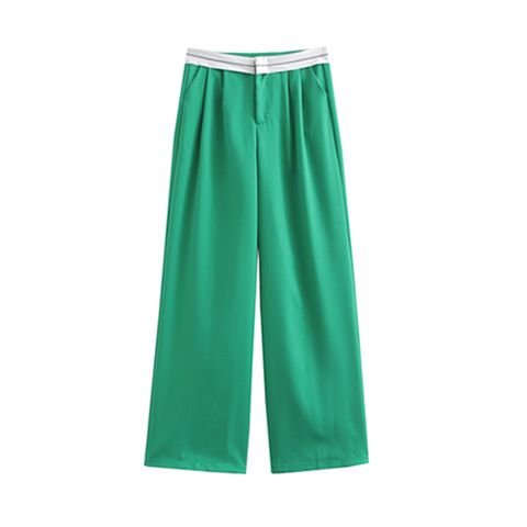 Women's Daily Streetwear Solid Color Full Length Patchwork Casual Pants Wide Leg Pants