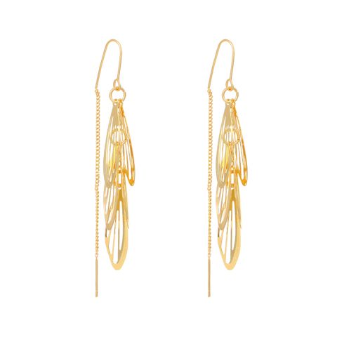 Wholesale Jewelry 1 Pair Simple Style Leaves Alloy 14k Gold Plated Dangling Earrings