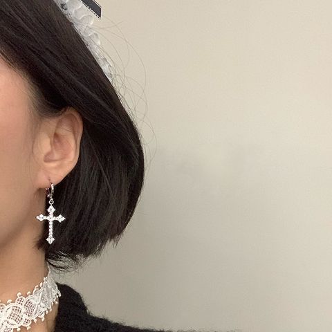 Wholesale Jewelry 1 Pair Simple Style Cross Metal Drop Earrings