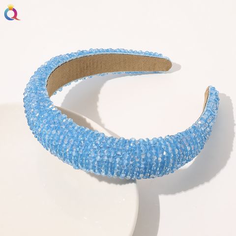 Elegant Solid Color Plastic Inlay Artificial Crystal Hair Band