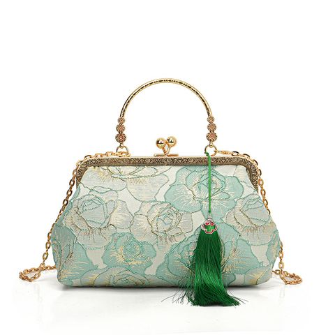 Pink Green White Pu Leather Flower Square Evening Bags