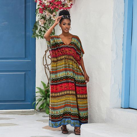 Women's Ethnic Style Color Block Cover Ups