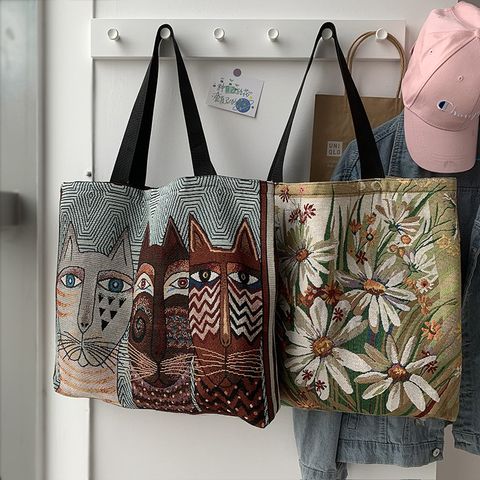 Women's Classic Style Cartoon Canvas Shopping Bags