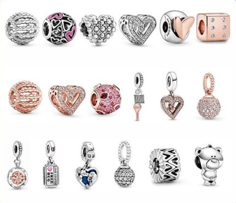 Retro Round Square Heart Shape Copper Plating Inlay Zircon Silver Plated Pendants Jewelry Accessories