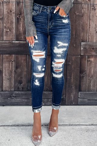 Women's Daily Streetwear Solid Color Full Length Jeans