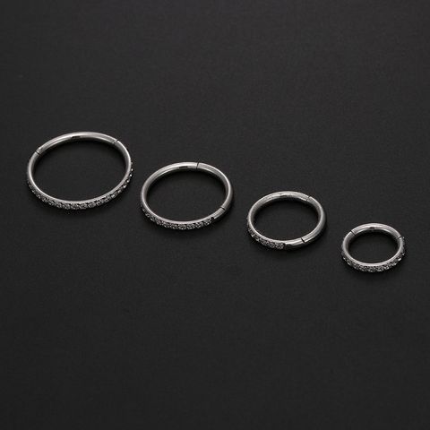 Simple Style Round Stainless Steel Inlay Zircon Nose Ring