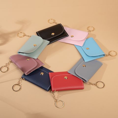 Unisex Solid Color Pu Leather Magnetic Buckle Card Holders