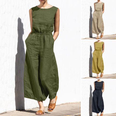 Women's Daily Basic Solid Color Full Length Casual Pants