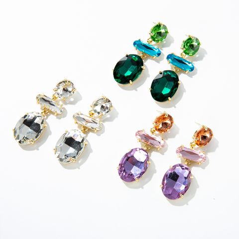 Wholesale Jewelry 1 Pair Vintage Style Geometric Alloy Artificial Gemstones Drop Earrings