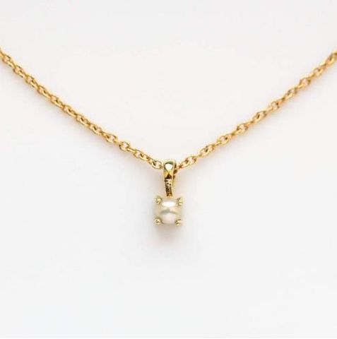 Simple Style Round Sterling Silver Plating Inlay Pearl Birthstone Pendant Necklace