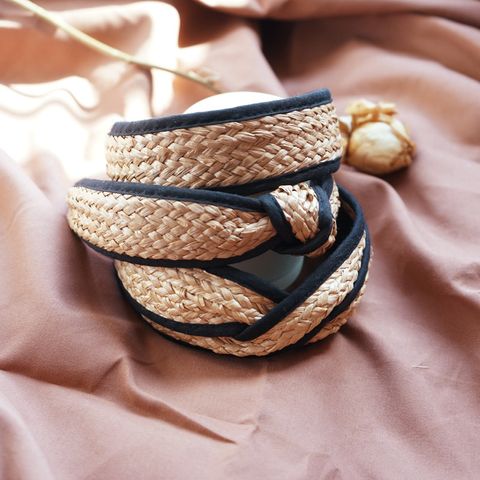 Vacation Color Block Knot Straw Hair Band