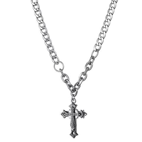 Simple Style Cross Titanium Steel Polishing Men's Pendant Necklace