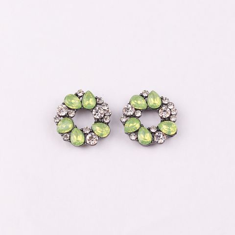 1 Pair Fashion Round Alloy Inlay Acrylic Artificial Crystal Women's Ear Studs