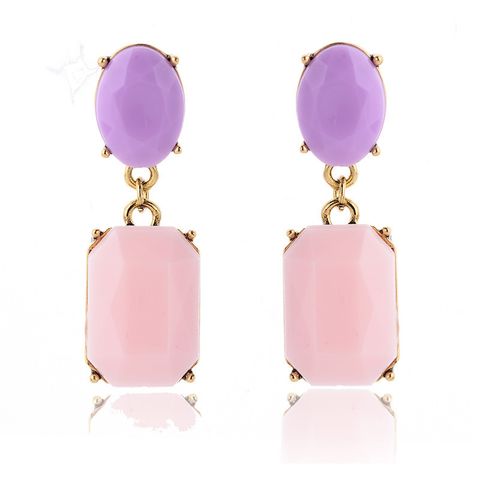 1 Pair Glam Oval Rectangle Alloy Plating Resin Women's Drop Earrings