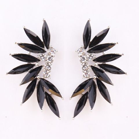1 Pair Glam Wings Alloy Plating Resin Rhinestones Women's Drop Earrings