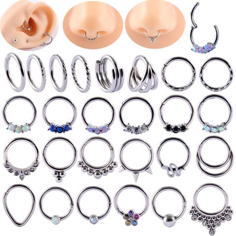 1 Piece Fashion Solid Color Plating Inlay Stainless Steel Zircon Nose Ring