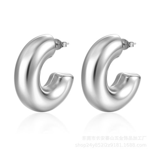 1 Pair Fashion Solid Color Plating Titanium Steel Earrings