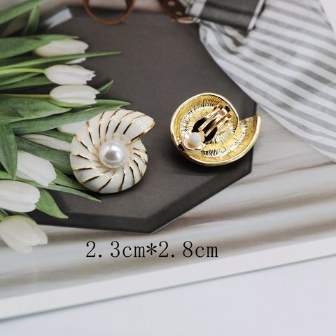 1 Pair Fashion Conch Alloy Plating Artificial Pearls Women's Earrings