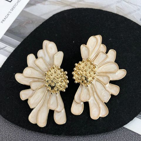 1 Pair Retro Flower Alloy Enamel Women's Drop Earrings