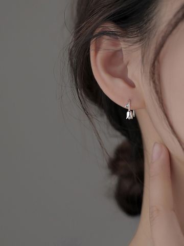 1 Pair Simple Style Flower Sterling Silver Earrings