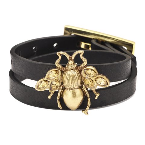 1 Piece Simple Style Bee Pu Leather Alloy Artificial Leather Alloy Couple Bracelets